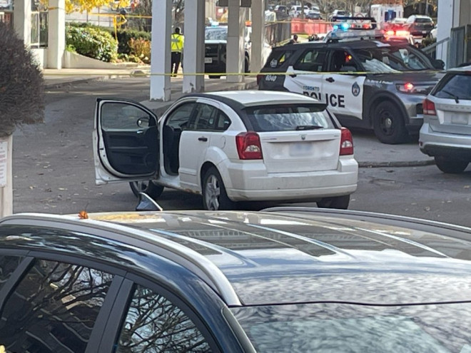 Toronto police investigate after four people were struck by a vehicle in a parking lot at an apartment building on Cassandra Avenue near Victoria Park Boulevard on Nov. 15, 2023