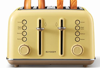 6.4折 BUYDEEM 4 片 烤面包机，奶黄色，超爱！