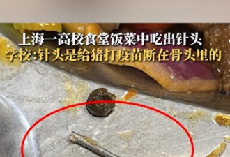 上海交大食堂饭菜吃出针头 学校解释震惊四座