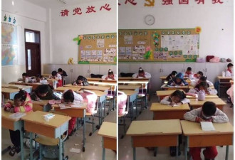 中国疫情肆虐！课堂学生少一半 教室8字标语遭讽