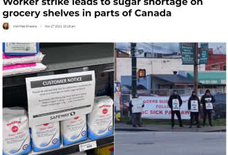 加拿大西部超市货架出现糖短缺：每人每次限购1-2袋