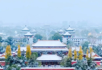 北京今冬迎初雪，故宫雪景美如画 .....