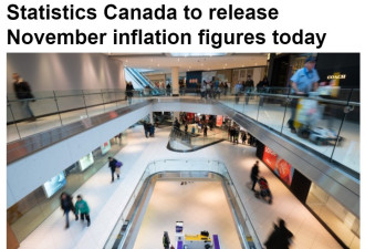 加拿大统计局发布11月通胀率保持在3.1%不变