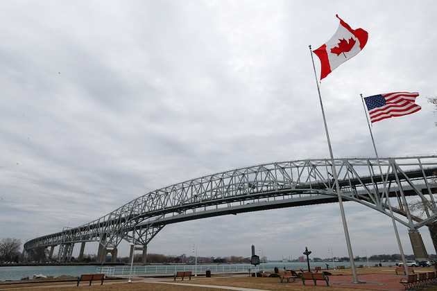 Bridge from Port Huron, Mich., to Sarnia, Ontario, Canada.