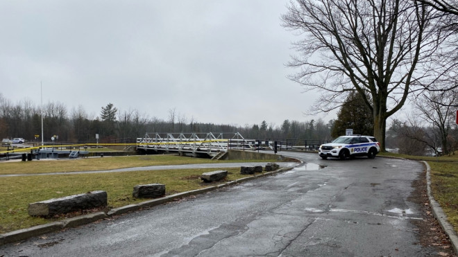 Ottawa police say four teens fell through the ice on the Rideau River near Manotick on Wednesday night. One person is confirmed dead and one is missing. (Natalie van Rooy/CTV News Ottawa) 