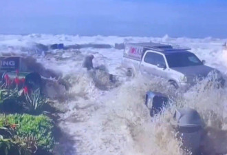 加州海岸6米巨浪引发洪水 居民被迫疏散
