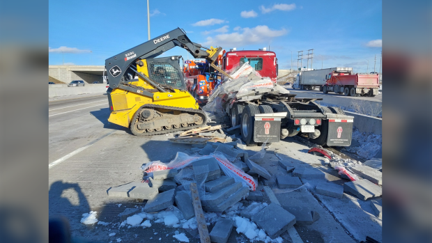 paving stones on Hwy 401 Mississauga