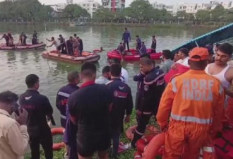 印度西部师生郊游遇翻船 至少16人罹难