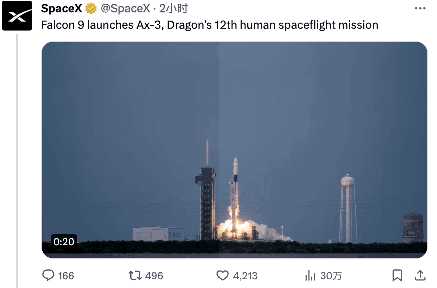 马斯克再送4名宇航员上太空!SpaceX已成功12次
