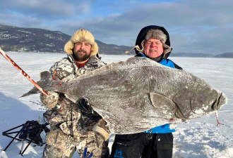 轰动！加拿大两男子冰钓抓到109磅大鱼！安省这两个地点钓鱼最佳