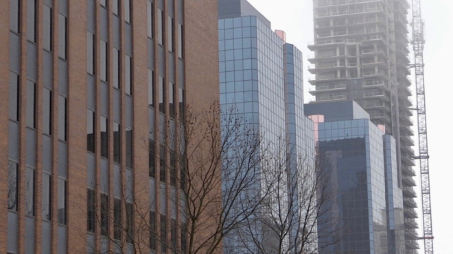 Office buildings in downtown London, Ont. on Jan. 24, 2024. (Daryl Newcombe/CTV News London)
