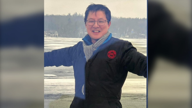Missing fisherman, Lijun, was last seen on Jan. 27, 2024 at approximately 6:30 am. He's believed to have been swept into the Saugeen River following an ice surge. (Source: Saugeen Shores Police Service)