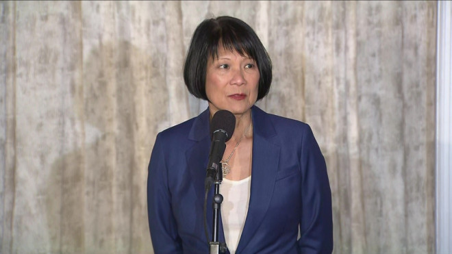 Toronto Mayor Olivia Chow gives a speech in downtown Toronto Monday January 29, 2024