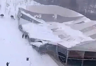河南体育馆兴建不到半年屋顶被大雪压垮
