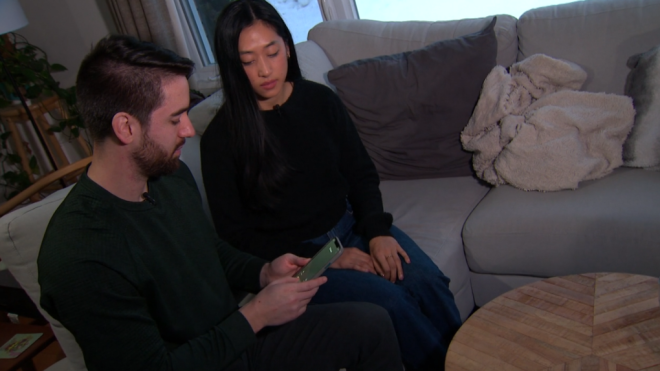 Janel Nguyen and Evan Dudley lost $13,000 after a fraudster claimed to be TD Bank on the phone and obtained the couple's credit card information. (Colton Praill/CTV News)