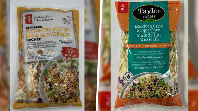 Health Canada issued a recall notice Wednesday for President's Choice brand and Taylor Farms brand Mexican-Style Street Corn Salad Kits. (Handout) 