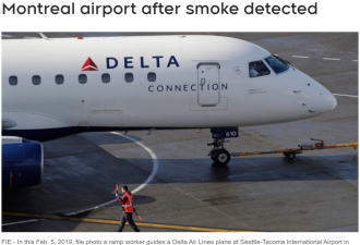 从纽约来的一个航班刚刚 紧急降落在蒙特利尔机场