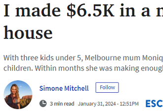 澳洲三娃宝妈足不出户却月入$6500