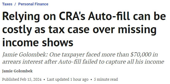 依赖CRA自动报税会出错！男子被追讨7万多元欠税利息_无忧资讯