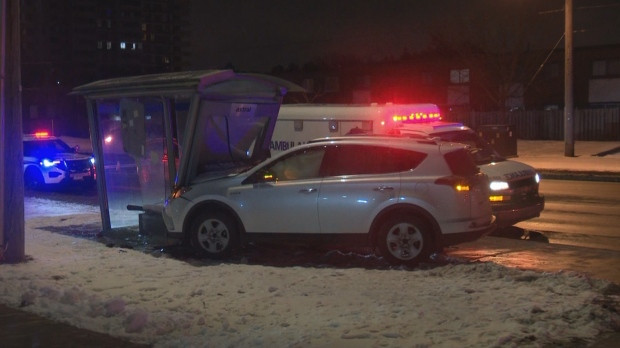 Vehicle into bus shelter