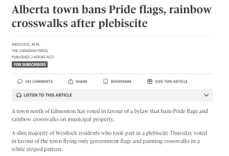 开先河！加拿大这城市禁止彩虹旗！保守党：“男就是男，女就是女”