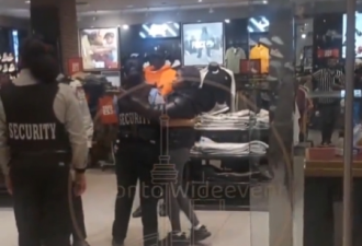 视频吵翻 多伦多购物中心闹乱 群众又和警卫掐架疯狂互喷