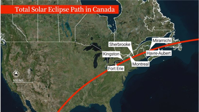 Total Solar Eclipse Path in Canada