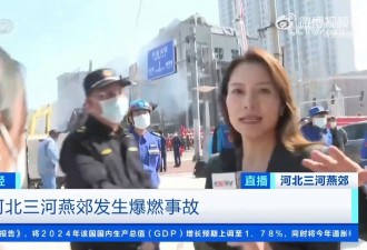 燕郊爆炸：央视记者遭黑衣男打断 十几个警察推搡…