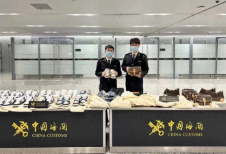 行李箱内装价值约40万元鞋包 中国海关:全部收缴