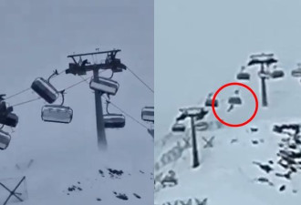 新西兰滑雪缆车9米高空乱飞 游客被甩出 恐怖画面曝光