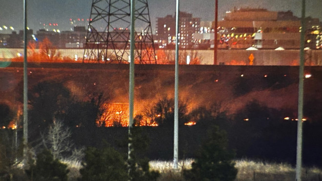 Crews in Toronto and Vaughan are responding to a series of grass fires along a rail corridor. (Mike Nguyen/ CP24)