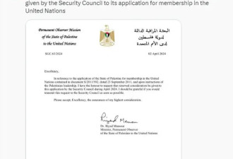 巴勒斯坦再次申请成为联合国正式会员国