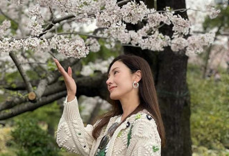 53岁李嘉欣日本赏樱花，背23万包