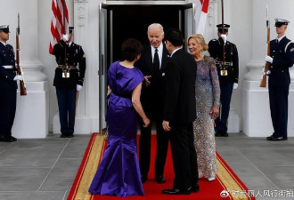 日本第一夫人在美国国宴不低调了！蓝裙显东方美