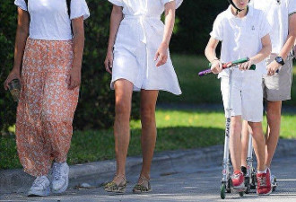伊万卡一家在迈阿密出街！穿小白裙也太嫩了，12岁女儿个子170了