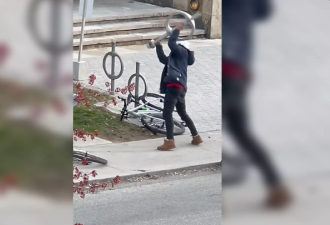 【视频】多伦多男子街头情绪失控：大学门口暴砸陌生人自行车！