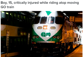 15岁男孩从GO火车顶跌落受重伤