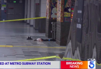 洛城女子热闹地铁站被割喉刺死 月台上血衣醒目