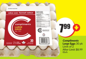 冲！多伦多超市特价出炉：牛腩半价$4.99/lb！30颗鸡蛋$7.99