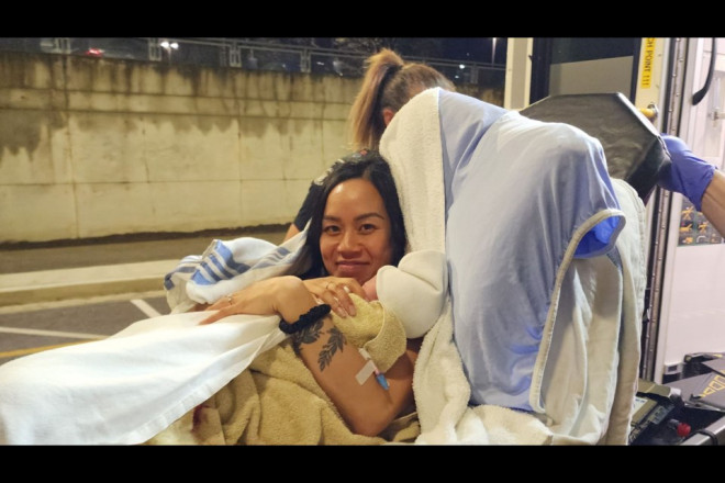 Vanessa Kumamoto with baby Kobi at BC Women's Hospital.