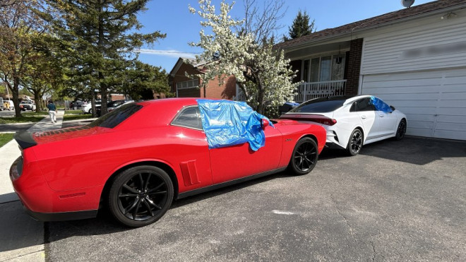 Two or more than a dozen cars vandalized on a residential street in Malton