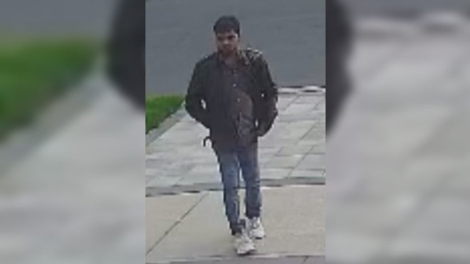 Surveillance photo of a suspect wanted in connection with a sexual assault in Markham