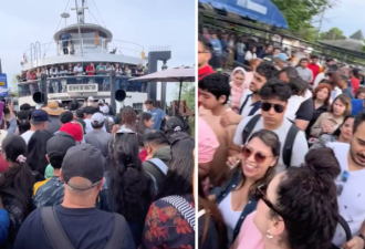 【视频】夏天还没到，多伦多岛往返轮渡就挤爆了！