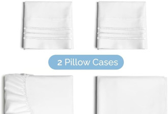 4.6 折，大号双人床 4 件套 - 舒适透气和凉爽床单