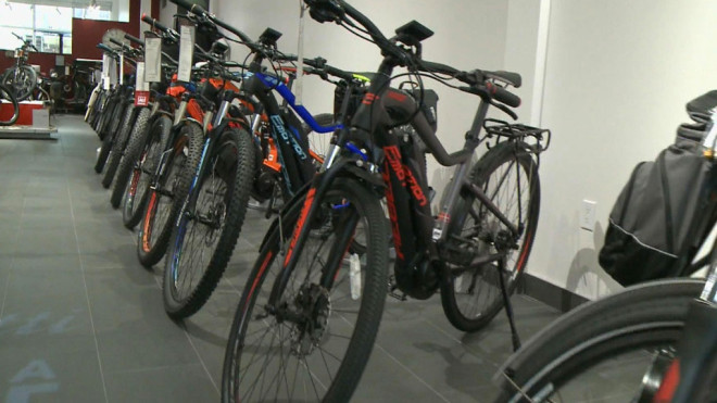 A number of e-bikes are seen in this undated image.