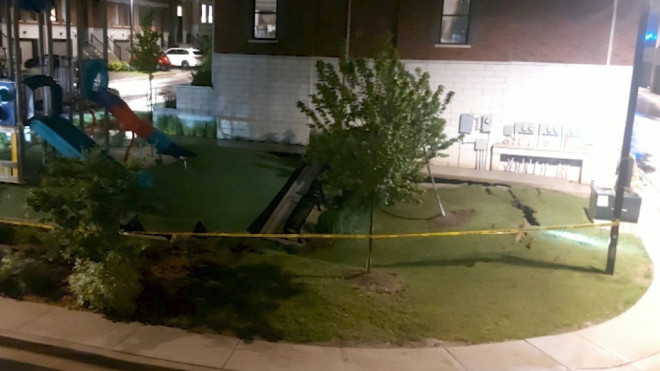 Sinkhole develops at playground inside Vaughan townhouse complex | CTV News