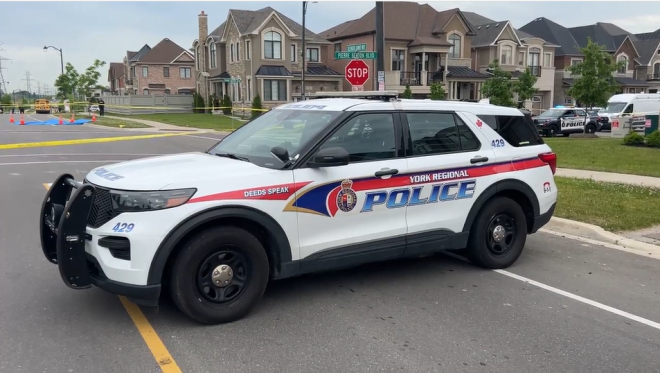 York Regional Police on the scene after a school bus struck and killed a boy in Vaughan Wednesday morning.