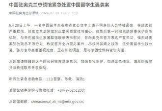 中国驻奥克兰总领馆：袭击嫌疑人抓到了