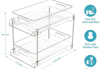 Prime Day Deal 7.9 折，2 层，4 件装透明浴室储物收纳盒