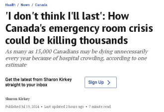 加拿大急诊医生撑不下去！危机可导致每年15000人死亡